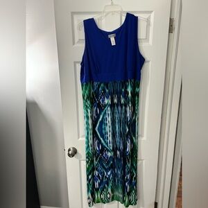 Catherine’s Women’s Blue/Green Maxi Dress Size 2X with Tribal pattern